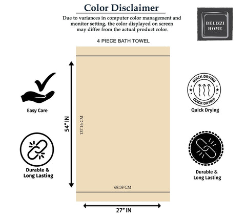 Belizzi Home towel beside standard sheet for scale, illustrates generous 27x54 size