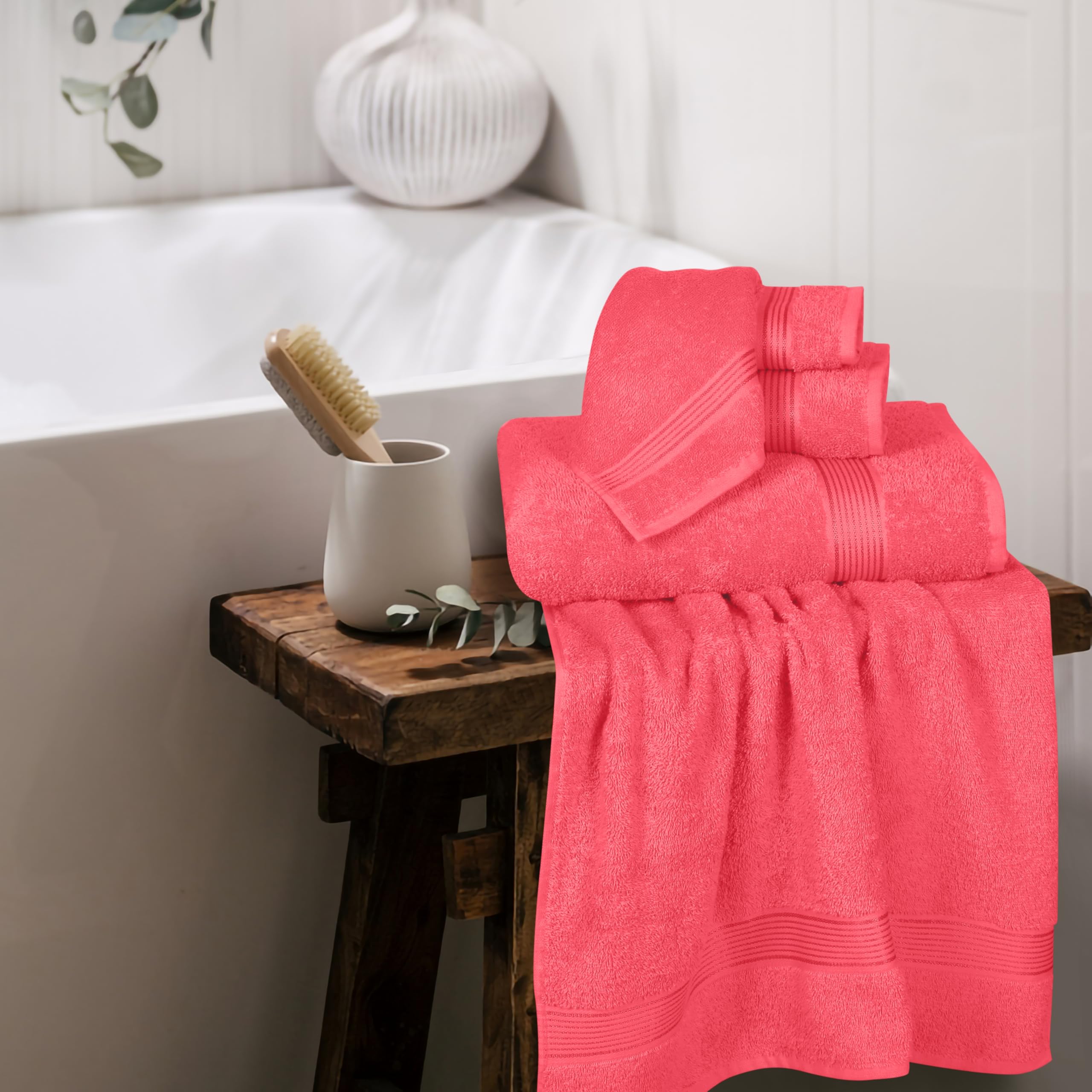 Belizzi Home bath towel hanging in bathroom showing quick-dry convenience