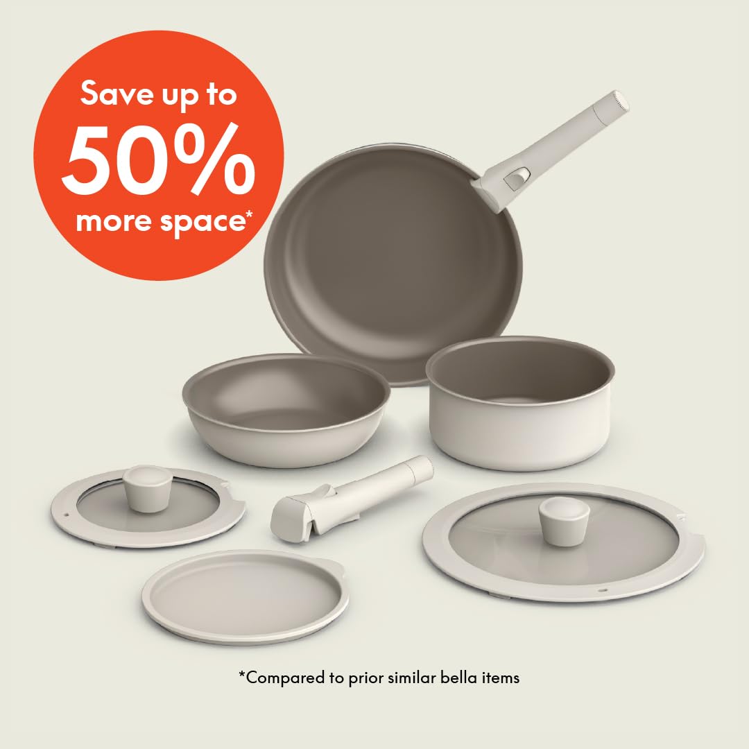 BELLA 10-inch covered fry pan top view showing glass lid benefit for monitoring