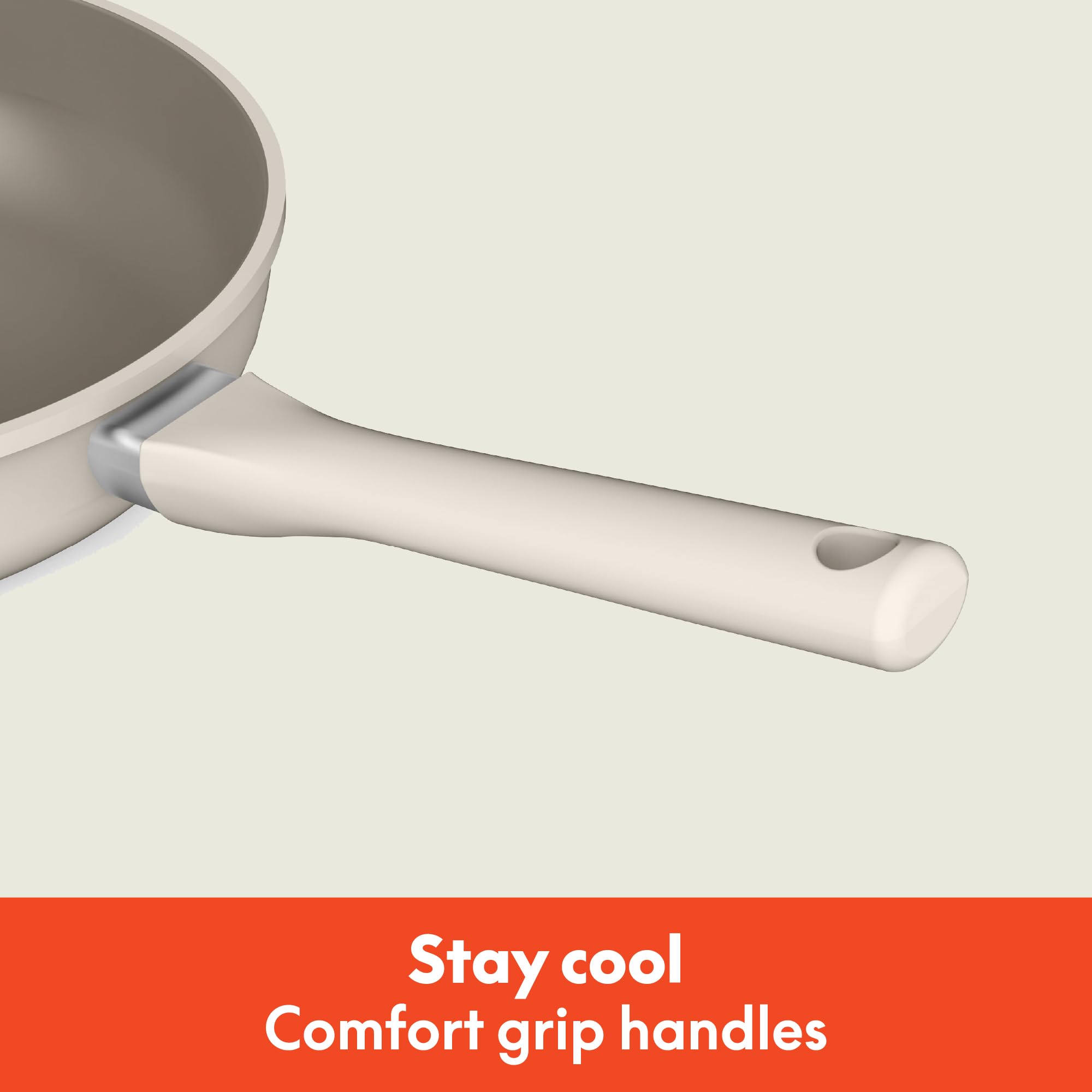 BELLA cool-touch handles close-up showing safe grip and comfortable handling