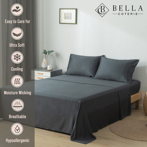 Bella Coterie fitted sheet deep pocket close-up demonstrates secure fit benefit