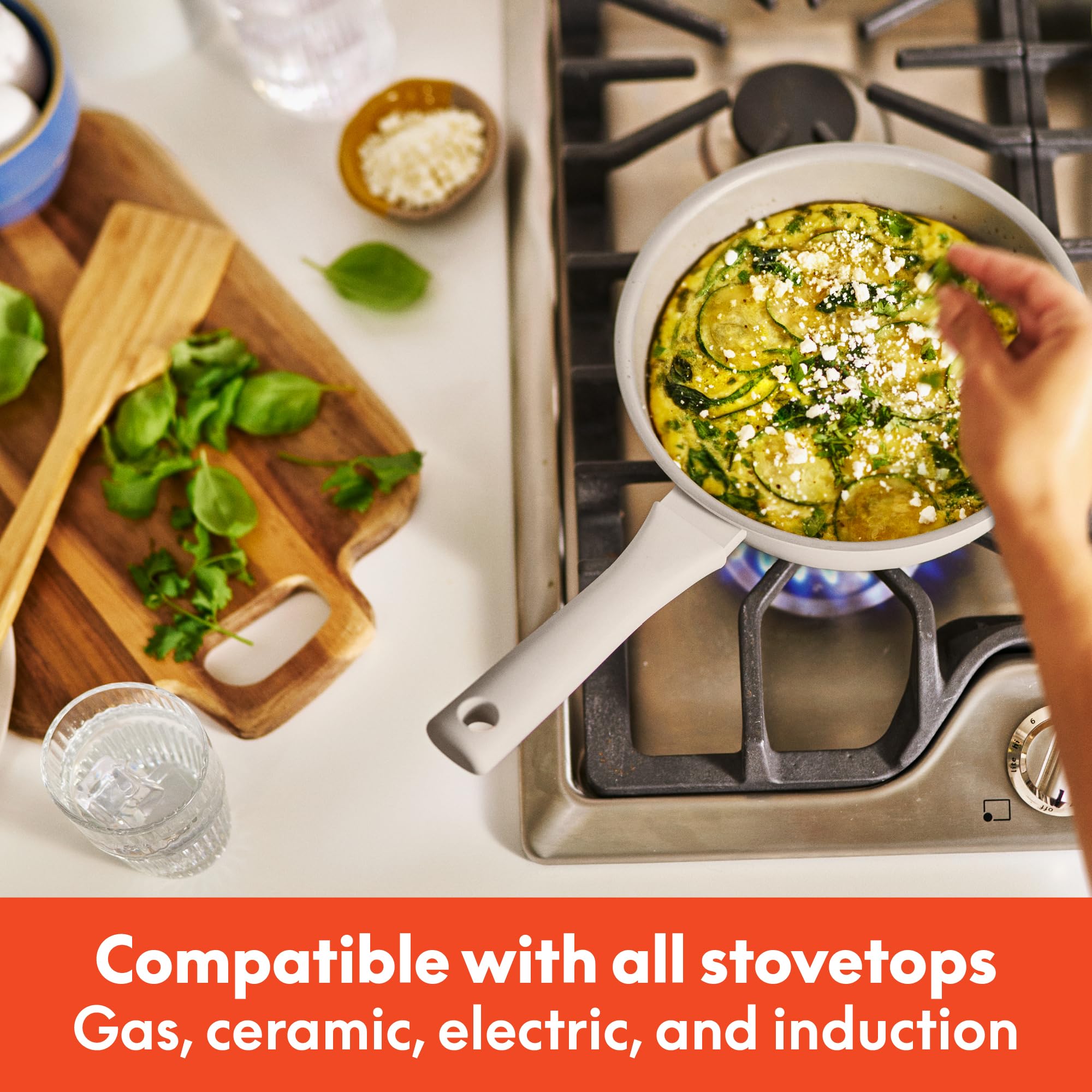 BELLA set on induction cooktop showing fast even heating and stovetop versatility