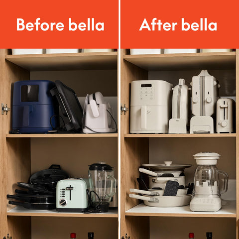 BELLA cookware in kitchen setting showing cohesive design and everyday cooking benefit