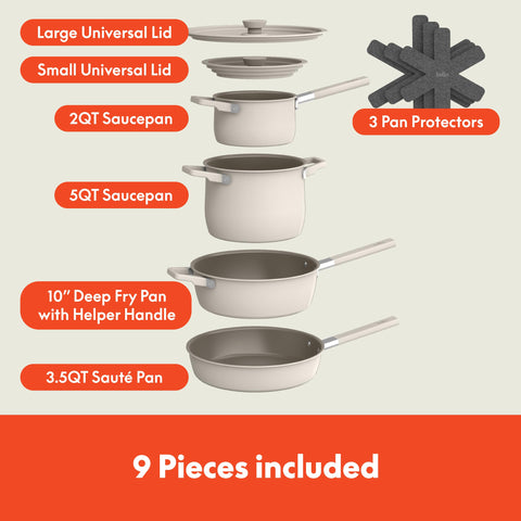 BELLA oatmilk nested set top view saving cupboard space