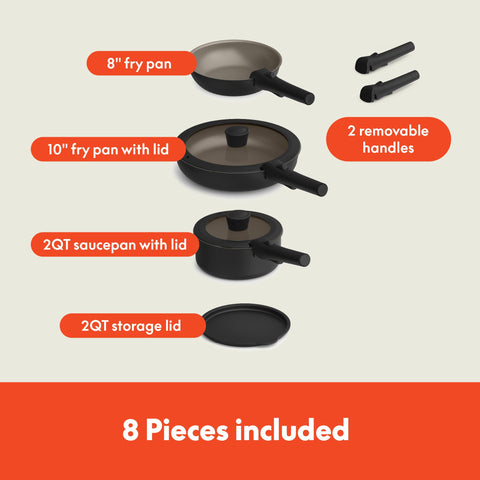 BELLA 2-quart saucepan with glass lid showing secure silicone rim for better heat retention