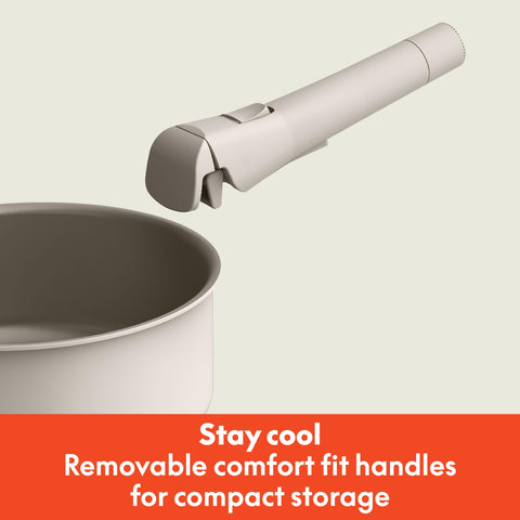 BELLA 2qt saucepan with storage lid showing convenient storage and serving benefit