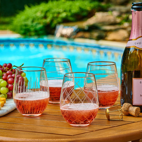 Bella Vino four glasses arranged on table enhancing dinner presentation