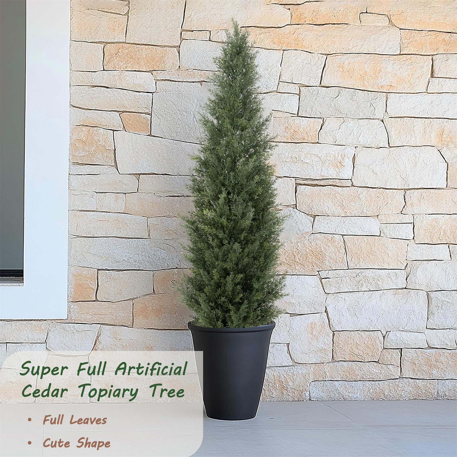 bellacat single topiary placed on a porch adding low-maintenance greenery