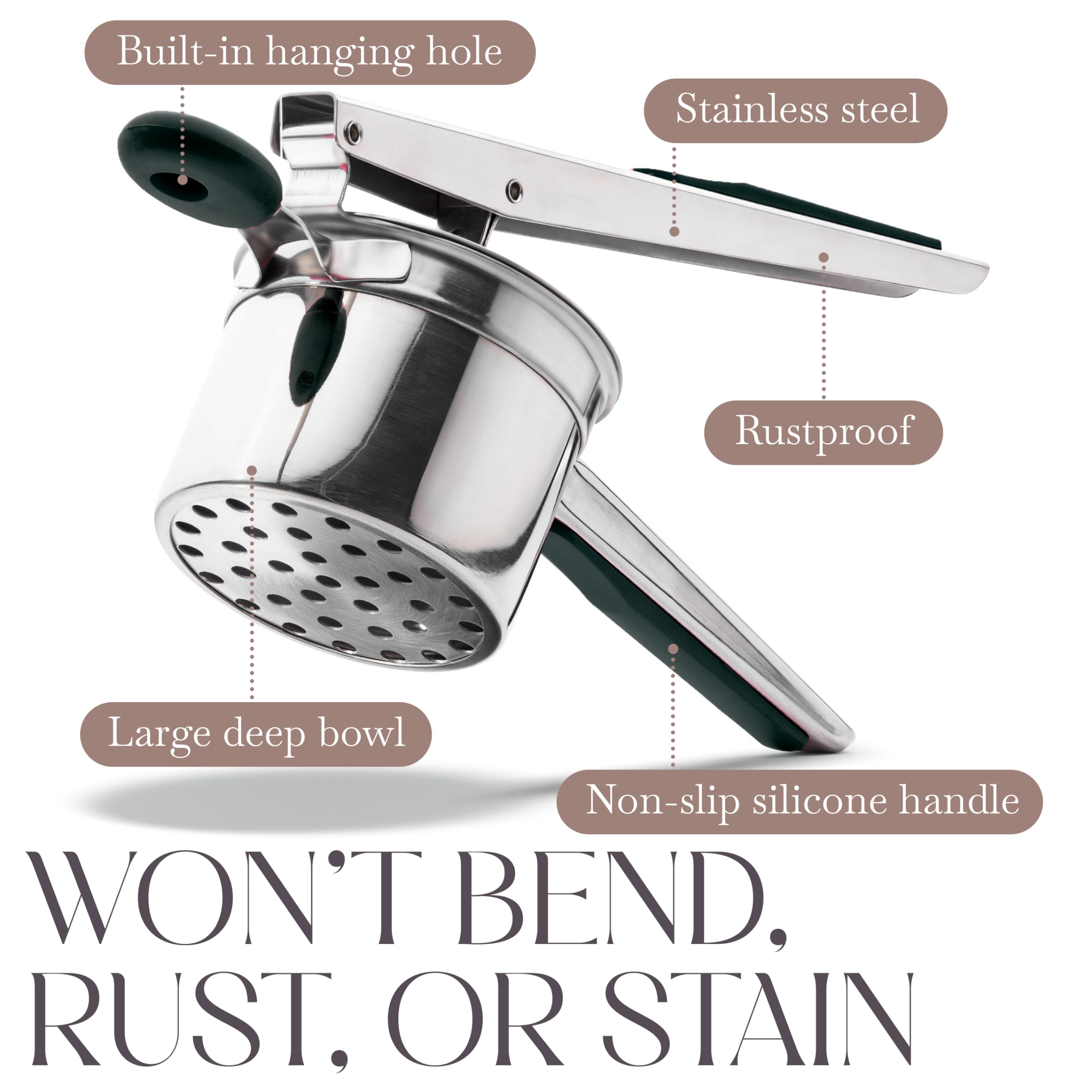 Bellemain cushioned black handle close-up for comfortable grip and easier pressing benefit