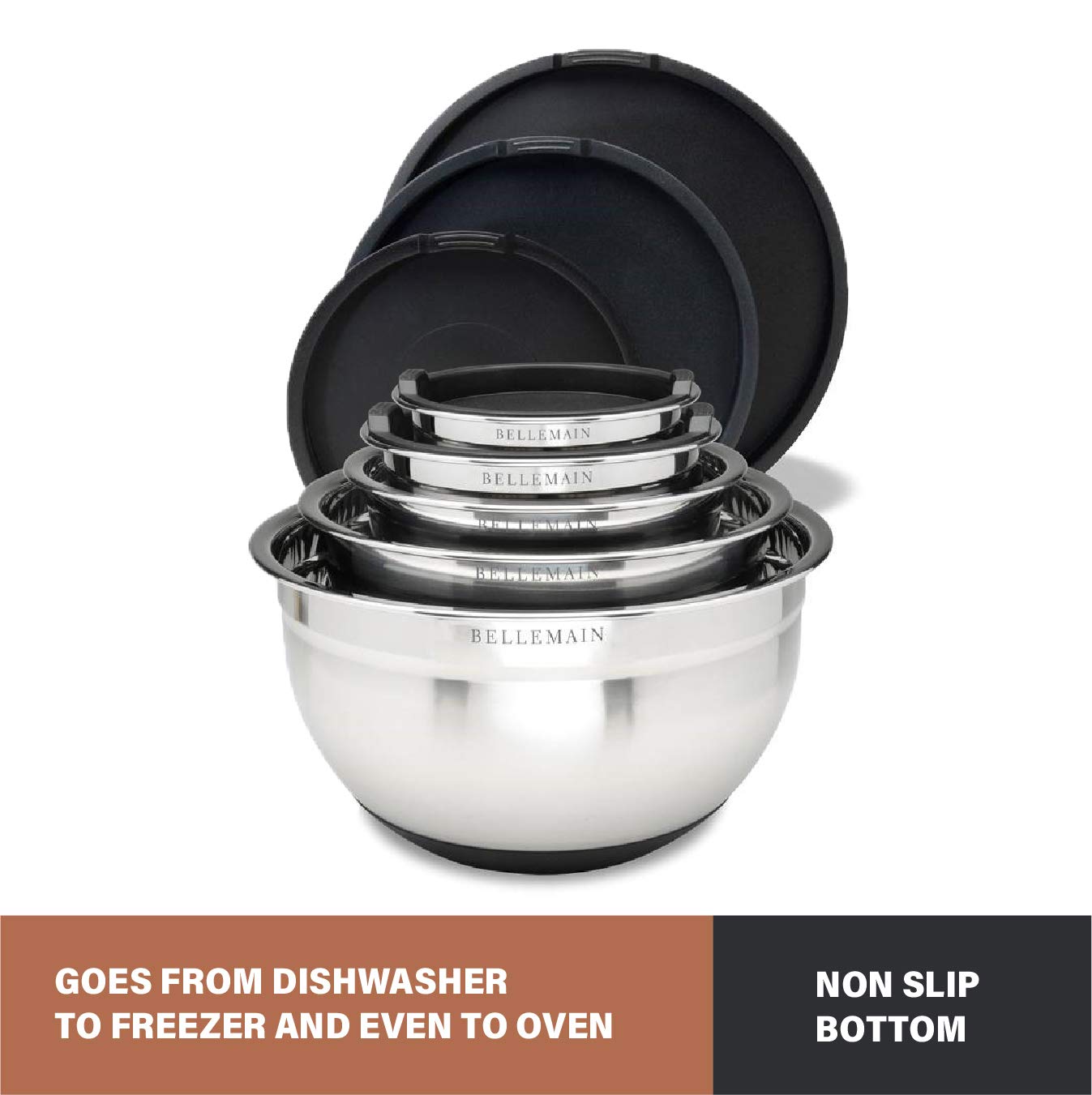 Bellemain non-slip weighted bottom keeping bowl stable while mixing ingredients