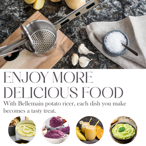 Bellemain ricer with packaging and included discs displayed to show complete set and ready-to-use convenience