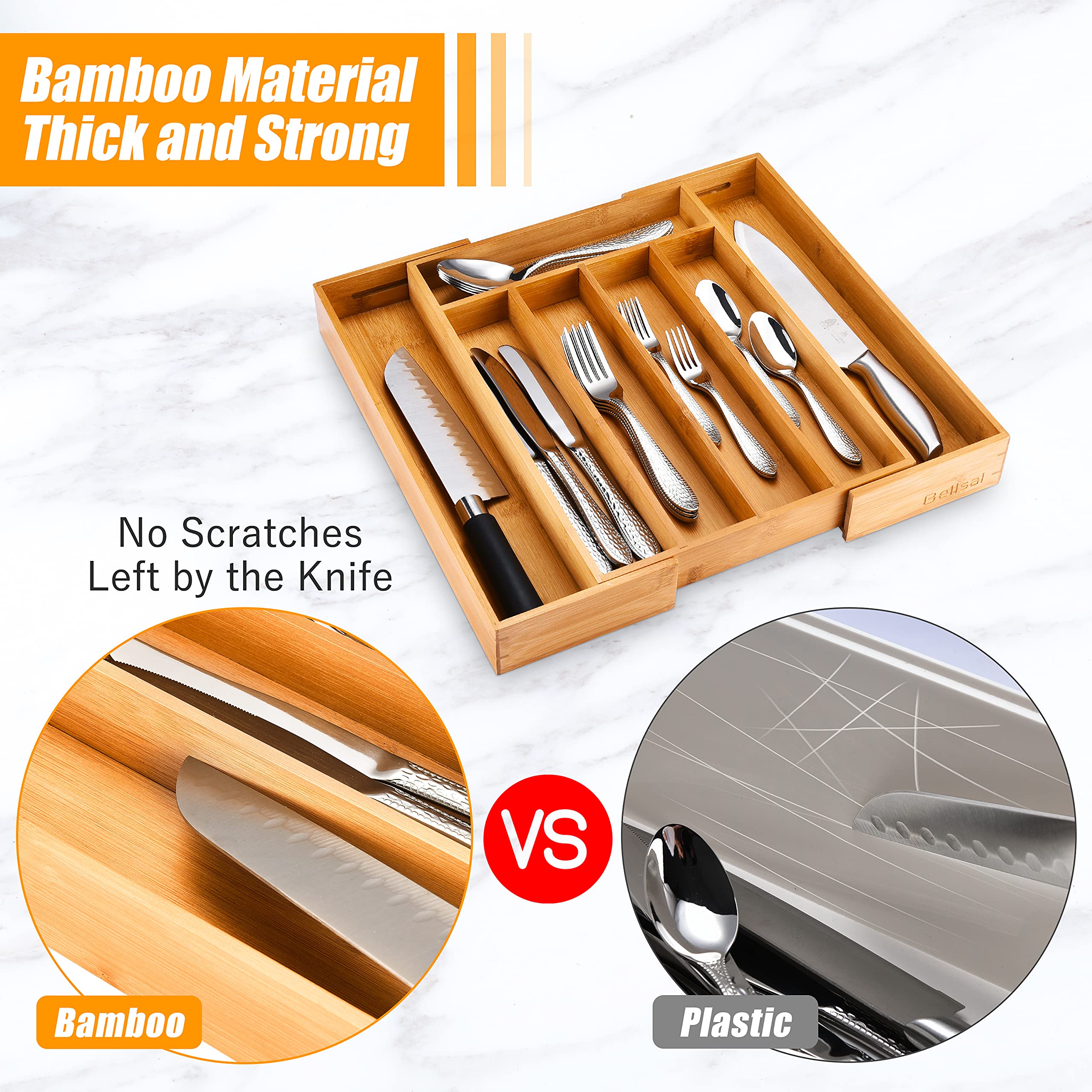 Bellsal close-up of bamboo grain highlighting smooth, handcrafted finish