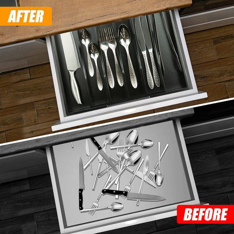 Bellsal organizer expanded to show adjustable 10–15 inch width for perfect fit benefit