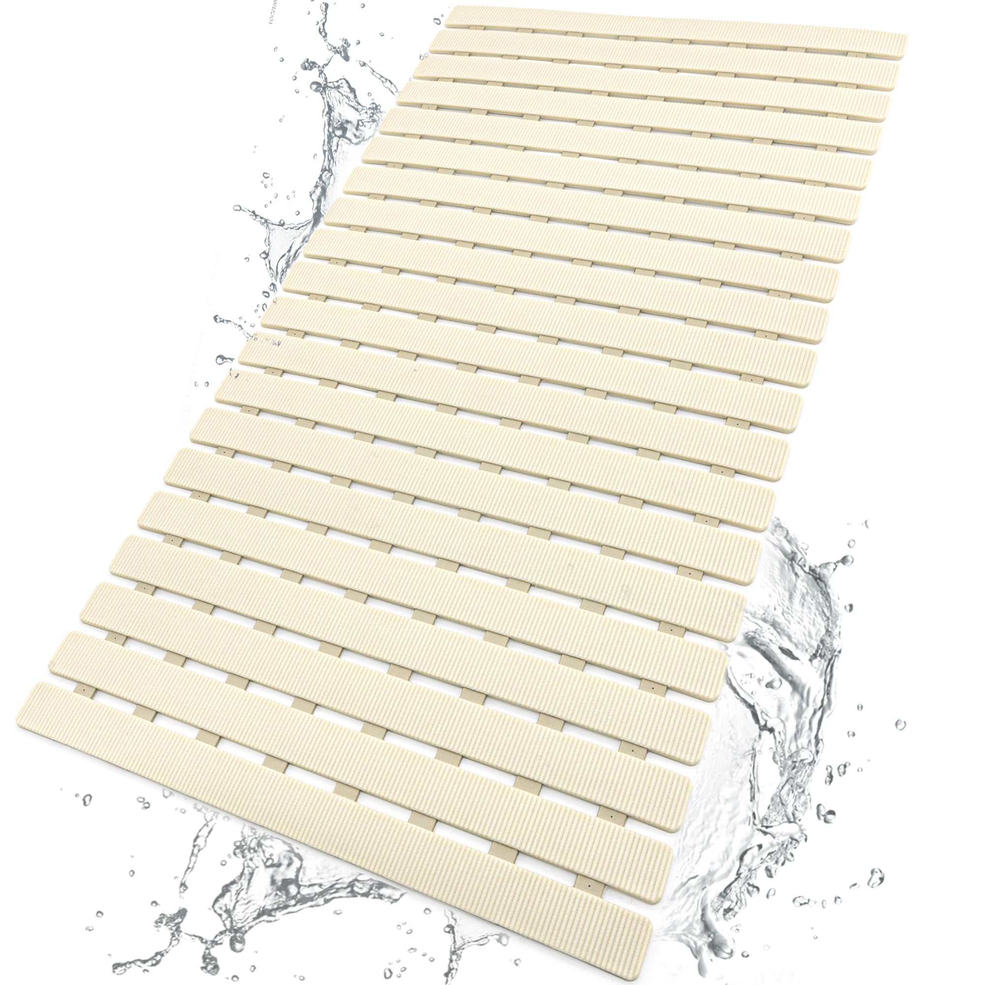 BEMISO front view of full shower mat showing fit and neutral color