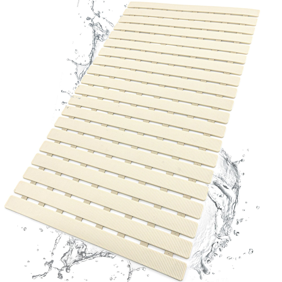 BEMISO front view of full shower mat showing fit and neutral color