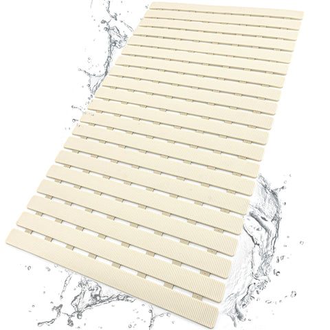 BEMISO front view of full shower mat showing fit and neutral color