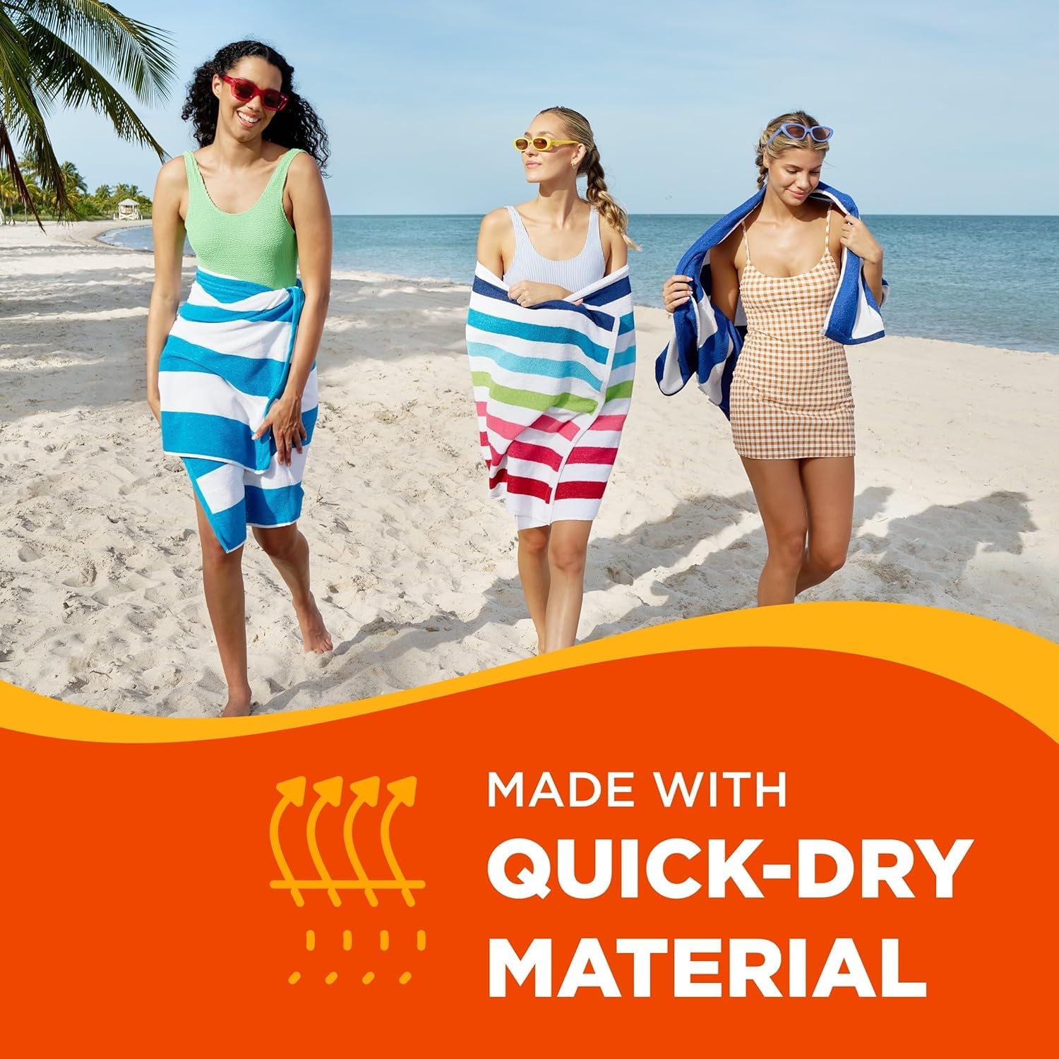 BEN KAUFMAN towel spread on beach demonstrating roomy comfort and use