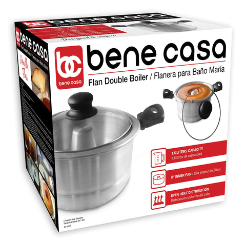 Bene Casa aluminum inner pan detail for even heat distribution and smooth custards benefit
