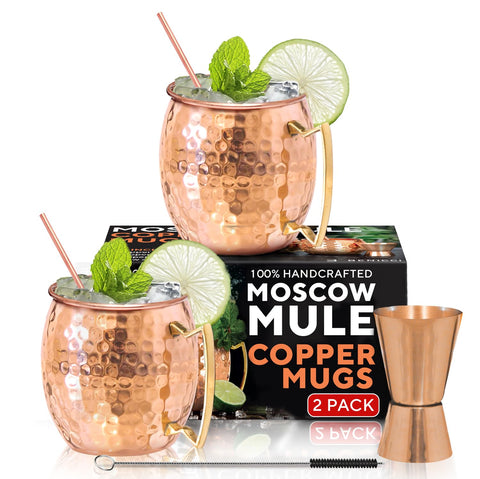 Benicci front view of two copper mugs showcasing elegant finish and visual appeal