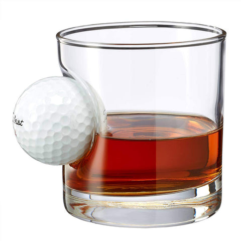 BenShot front view showing embedded golf ball and sturdy base for display