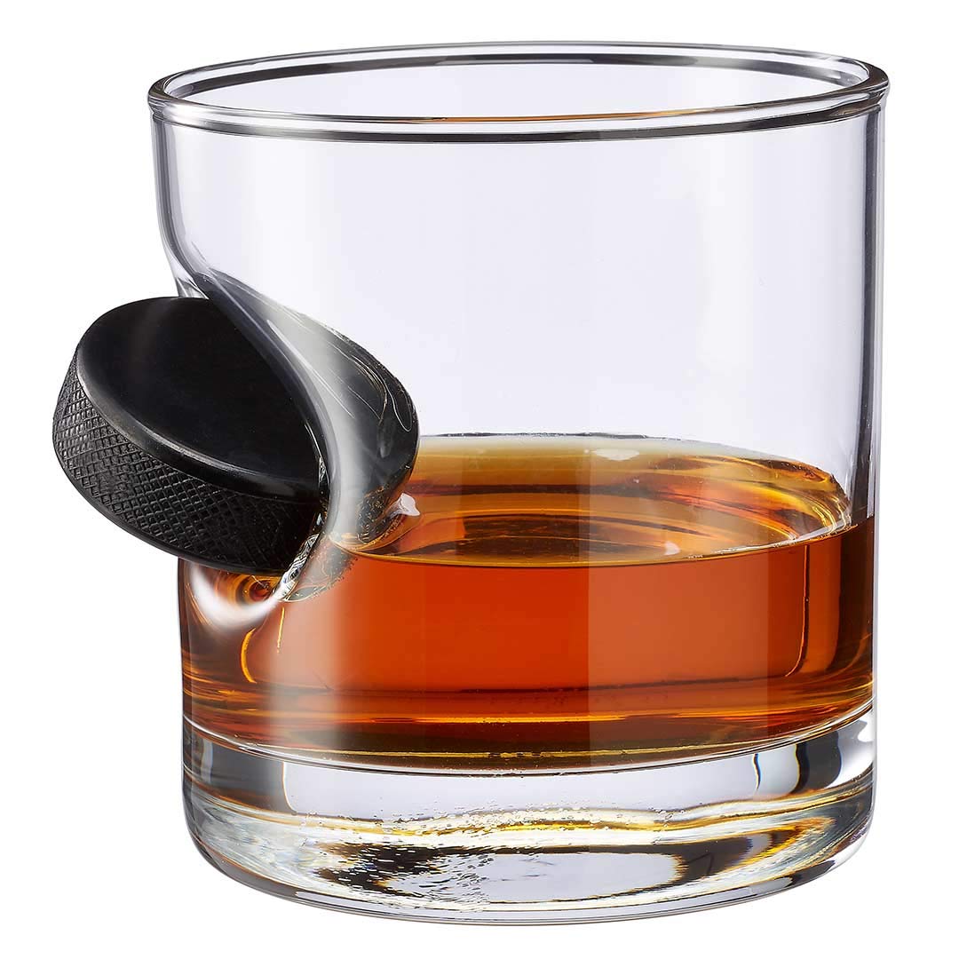 BenShot front view of 11oz glass showing puck and silhouette, highlights craft