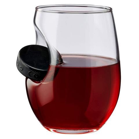 BenShot front view of glass showing embedded puck and 15oz capacity benefit