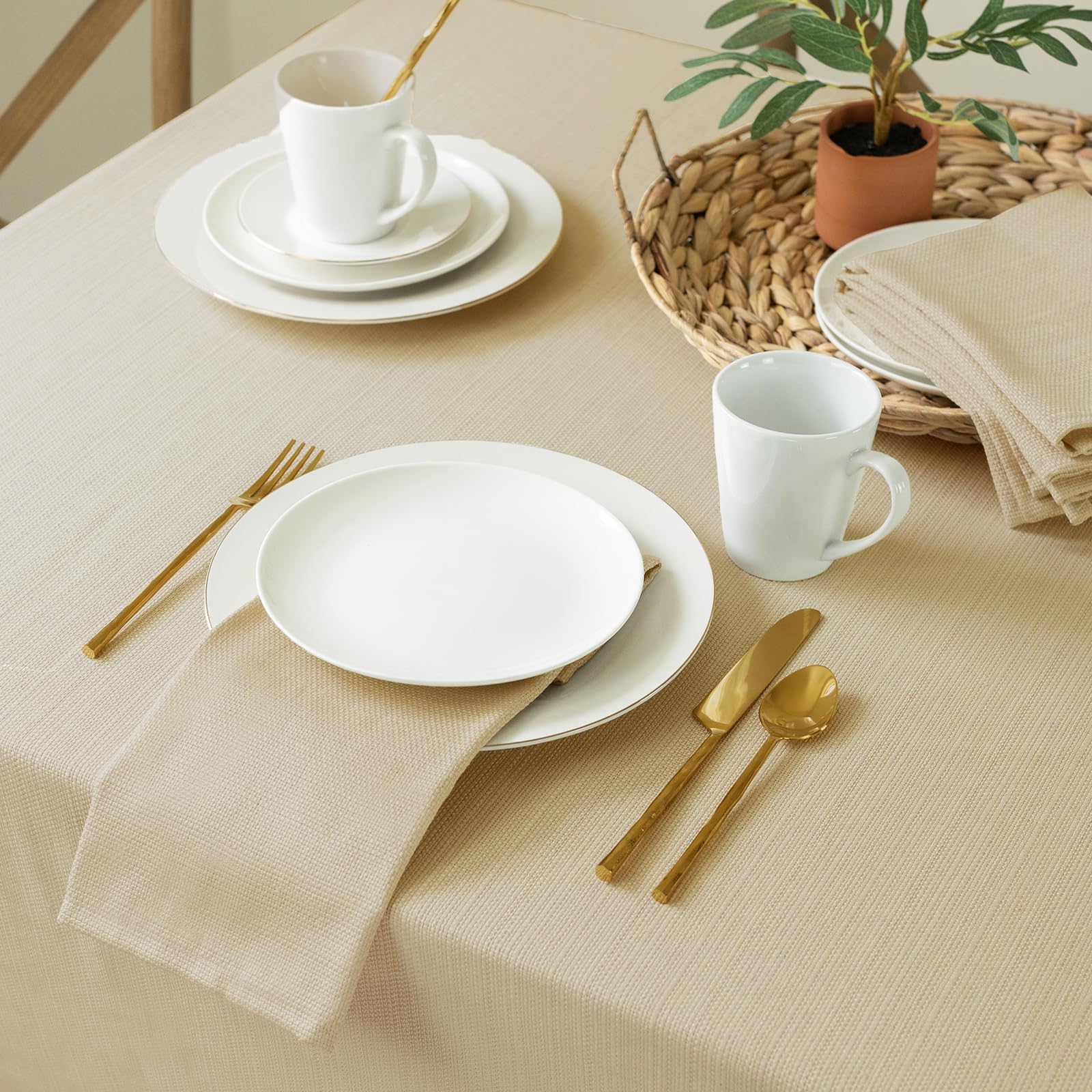 Benson Mills draped over rectangular table demonstrating generous drop