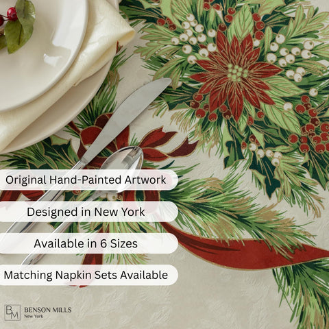 Benson Mills table setting with plate and centerpiece demonstrating elegant holiday styling