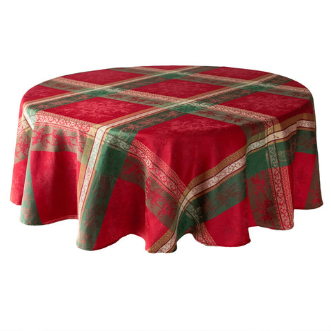 Benson Mills folded tablecloth stack demonstrating storage convenience and neat presentation