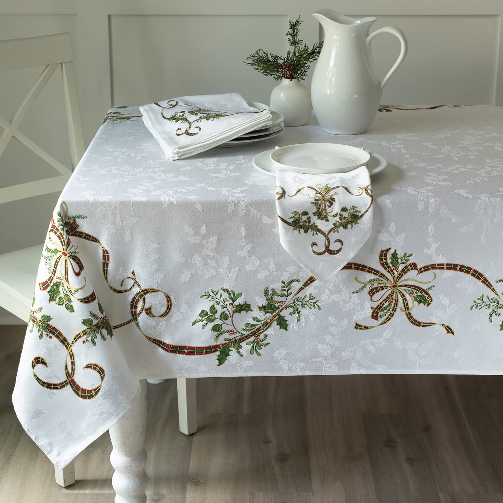 Benson Mills folded tablecloth with napkins illustrating coordination and storage convenience