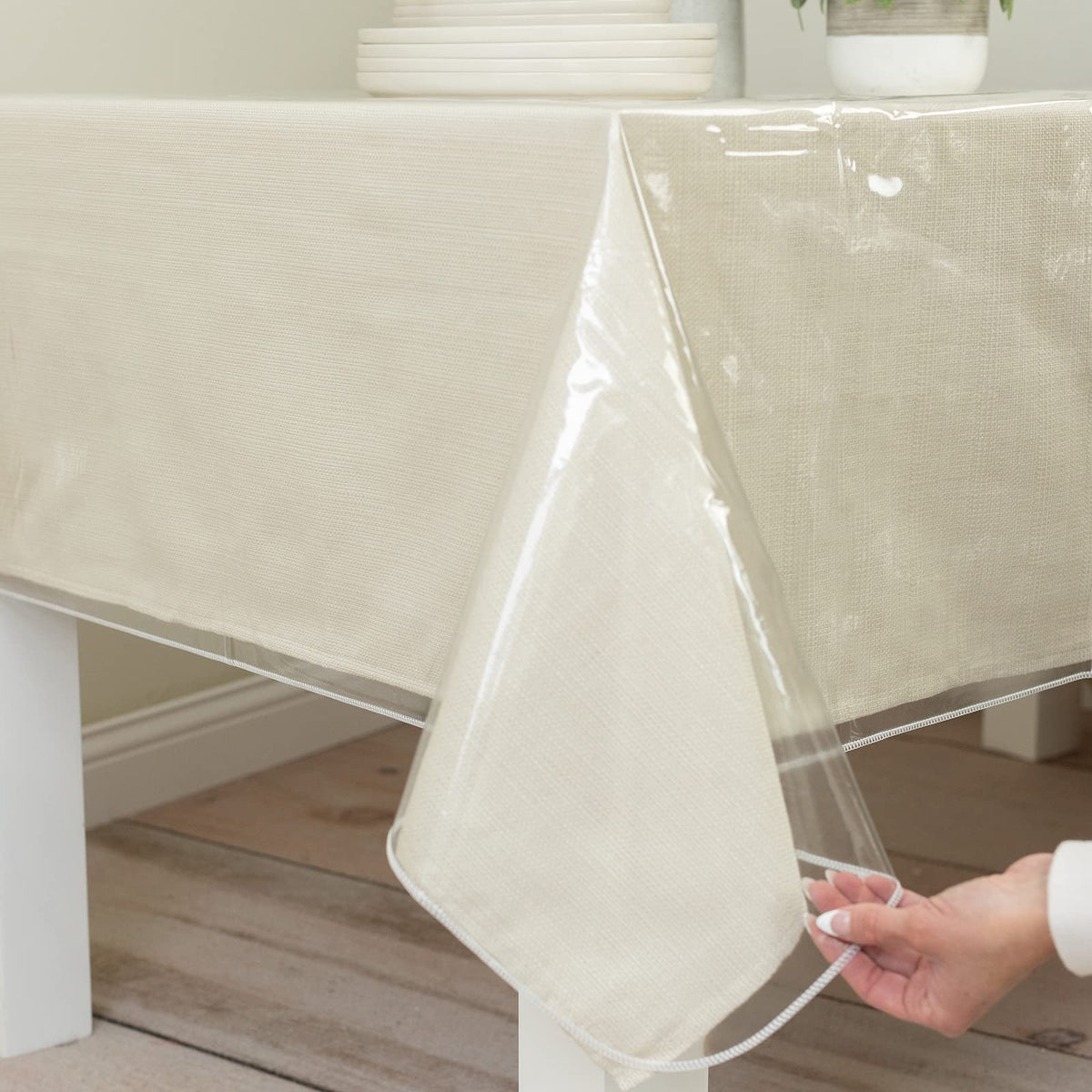 Benson Mills front view of clear PVC protector showing size and finish, protects surfaces