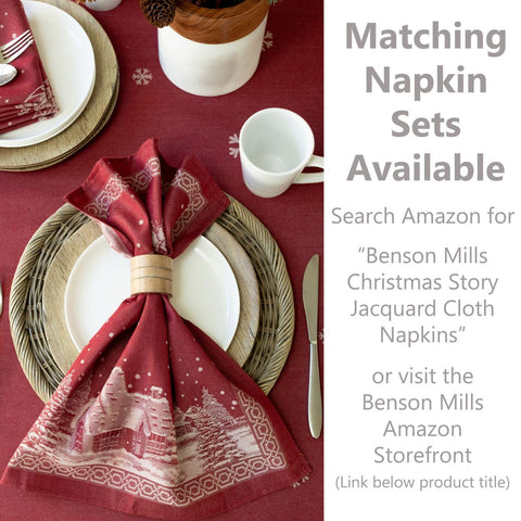 Benson Mills full tabletop display with tablecloth enhancing holiday dining presentation