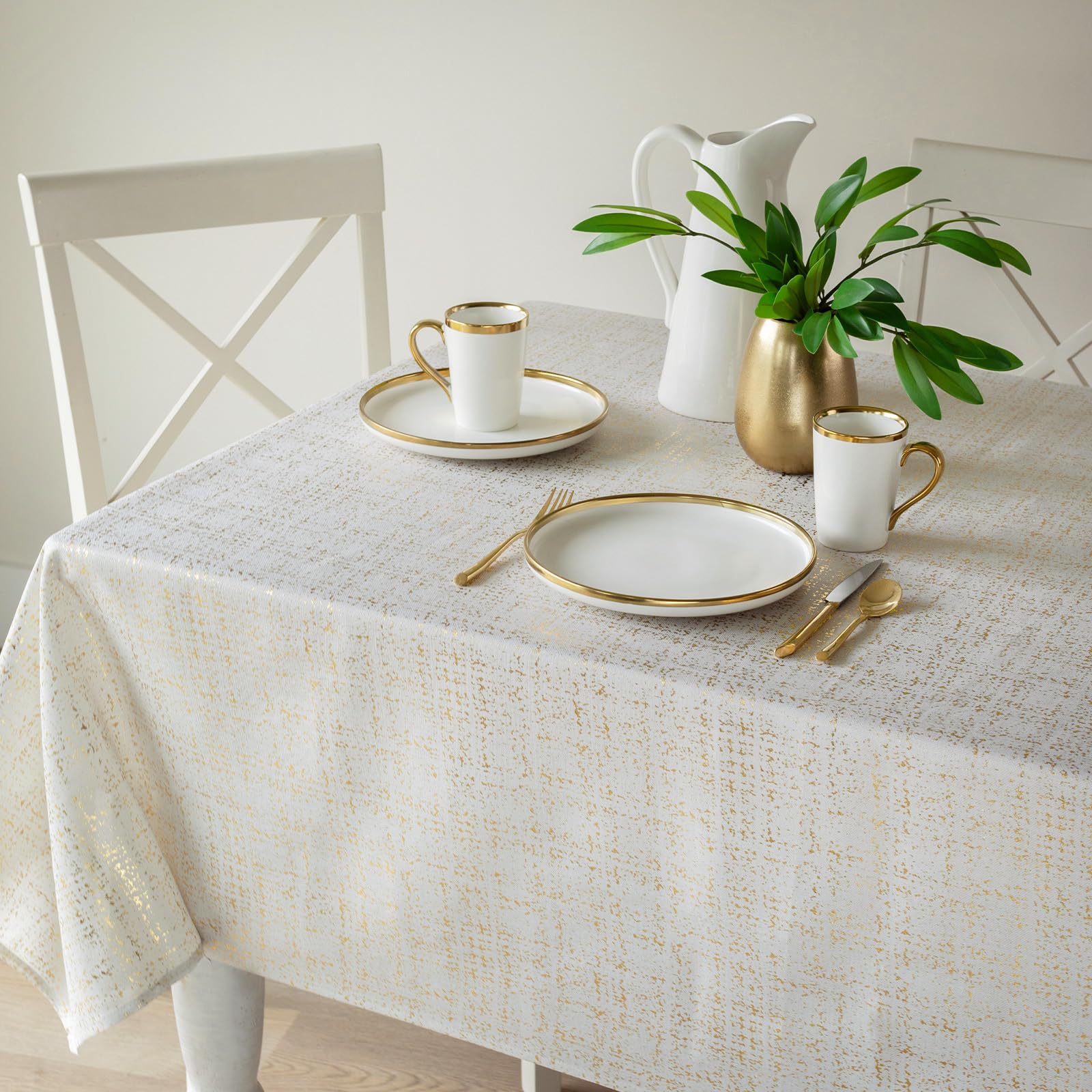Benson Mills front view showing ivory and gold foil pattern and tailored fit