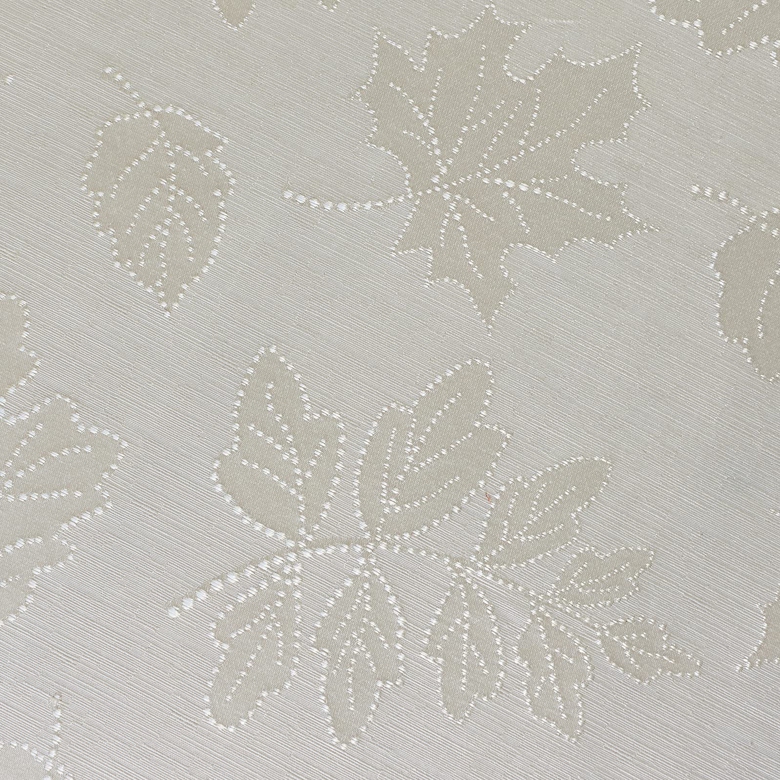 Benson Mills tablecloth beside ruler showing 60 by 120 inch scale and fit