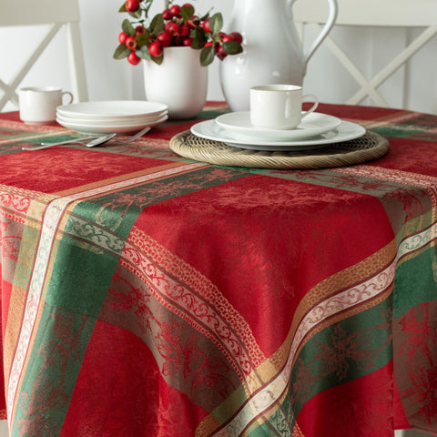 Benson Mills table set for winter dinner showing elegant holiday styling and coordinated look