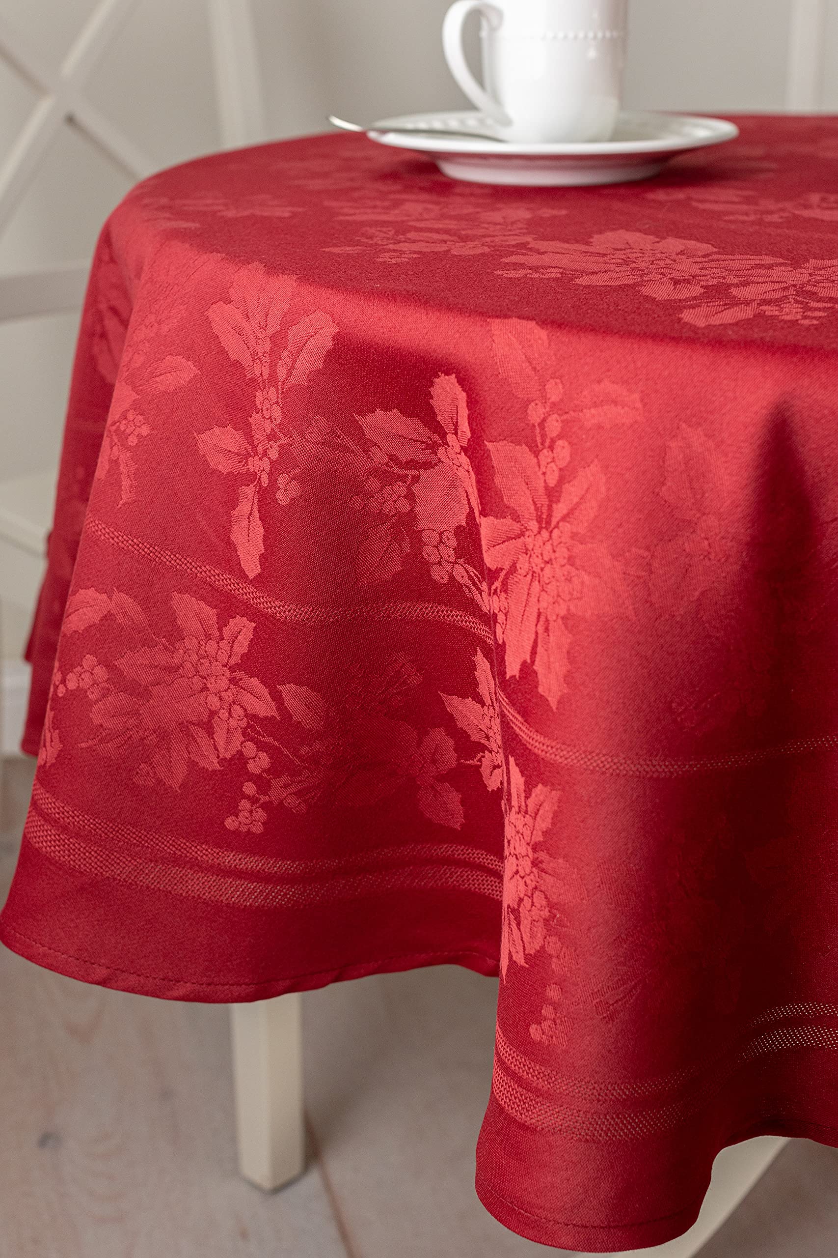 Benson Mills table setting in dining room showing tablecloth dressed for holiday dinner and warm ambiance