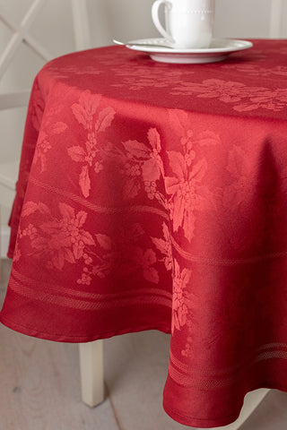 Benson Mills table setting in dining room showing tablecloth dressed for holiday dinner and warm ambiance