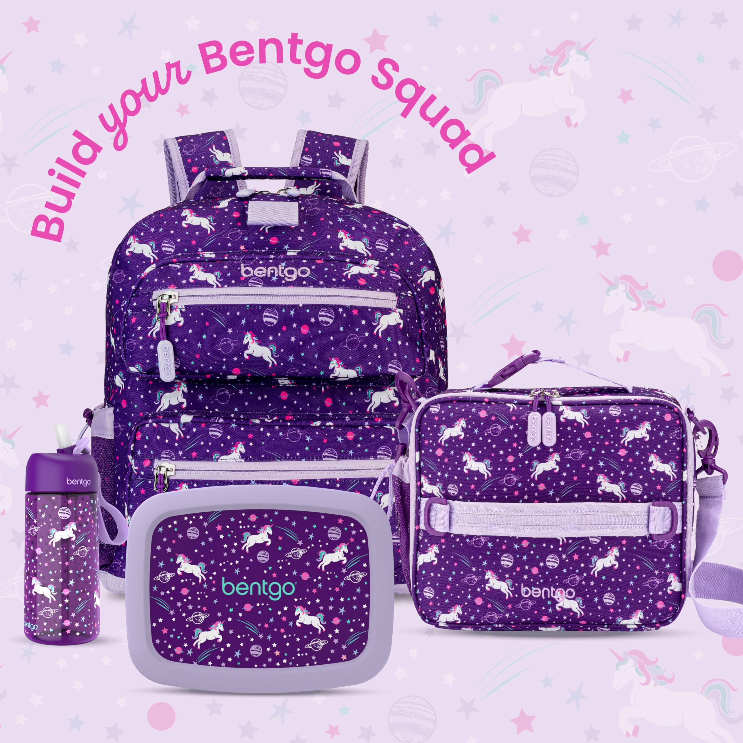 Bentgo clipped to a backpack showing secure attachment for school travel ease