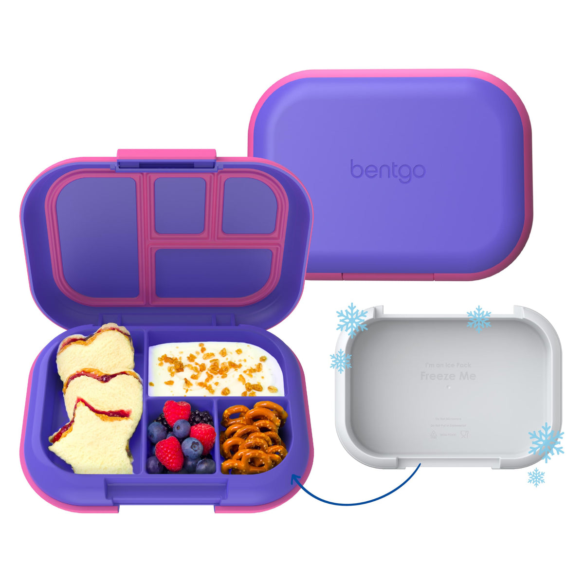 Bentgo front view closed showing compact, leakproof design and easy carry benefit