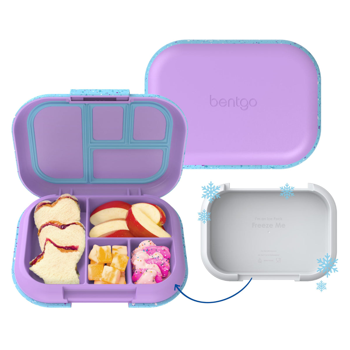 Bentgo front packaging showing bento box and benefits — durable and kid-friendly