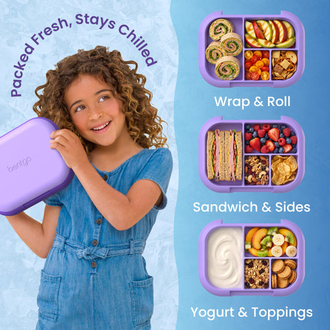 Bentgo close-up of four-compartment tray showing divider flexibility and capacity