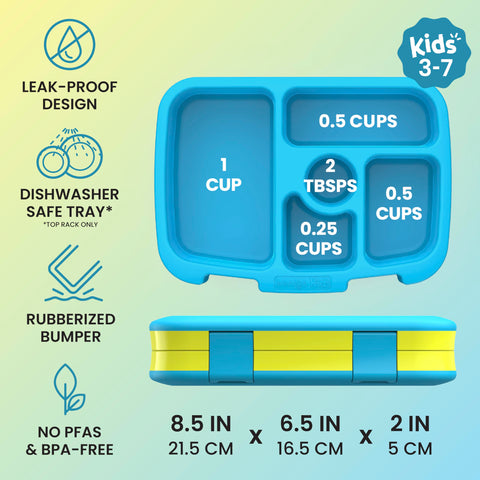 Bentgo compartments filled with fruit, sandwich, and snacks to inspire balanced lunches