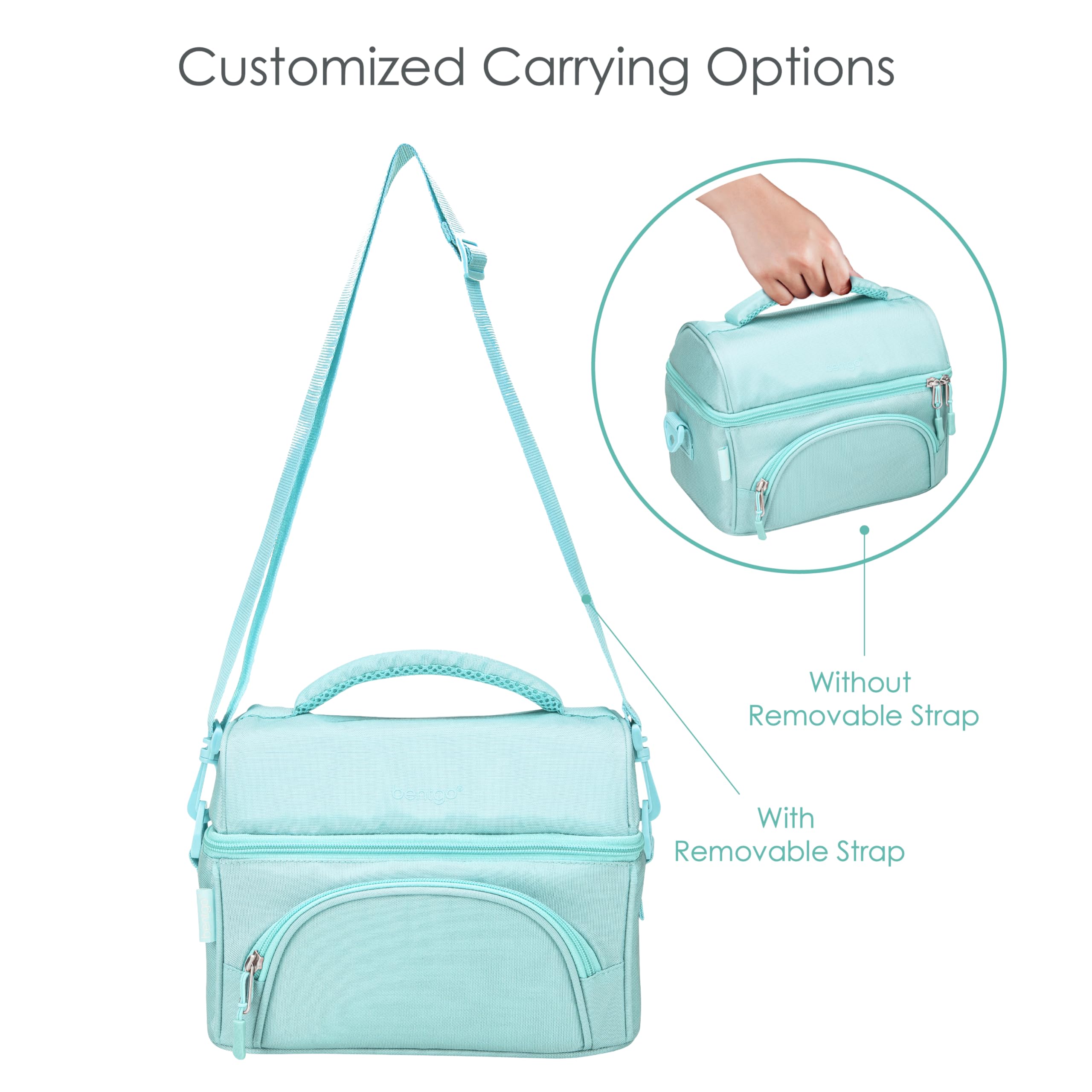 Bentgo packed with lunch containers and ice pack demonstrating spatial capacity