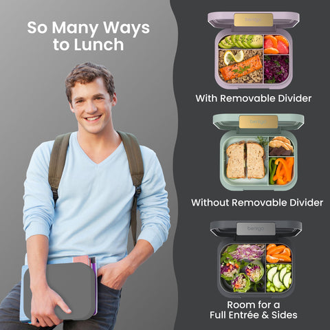 Bentgo close-up of removable divider highlighting flexible layout benefit: easy portioning