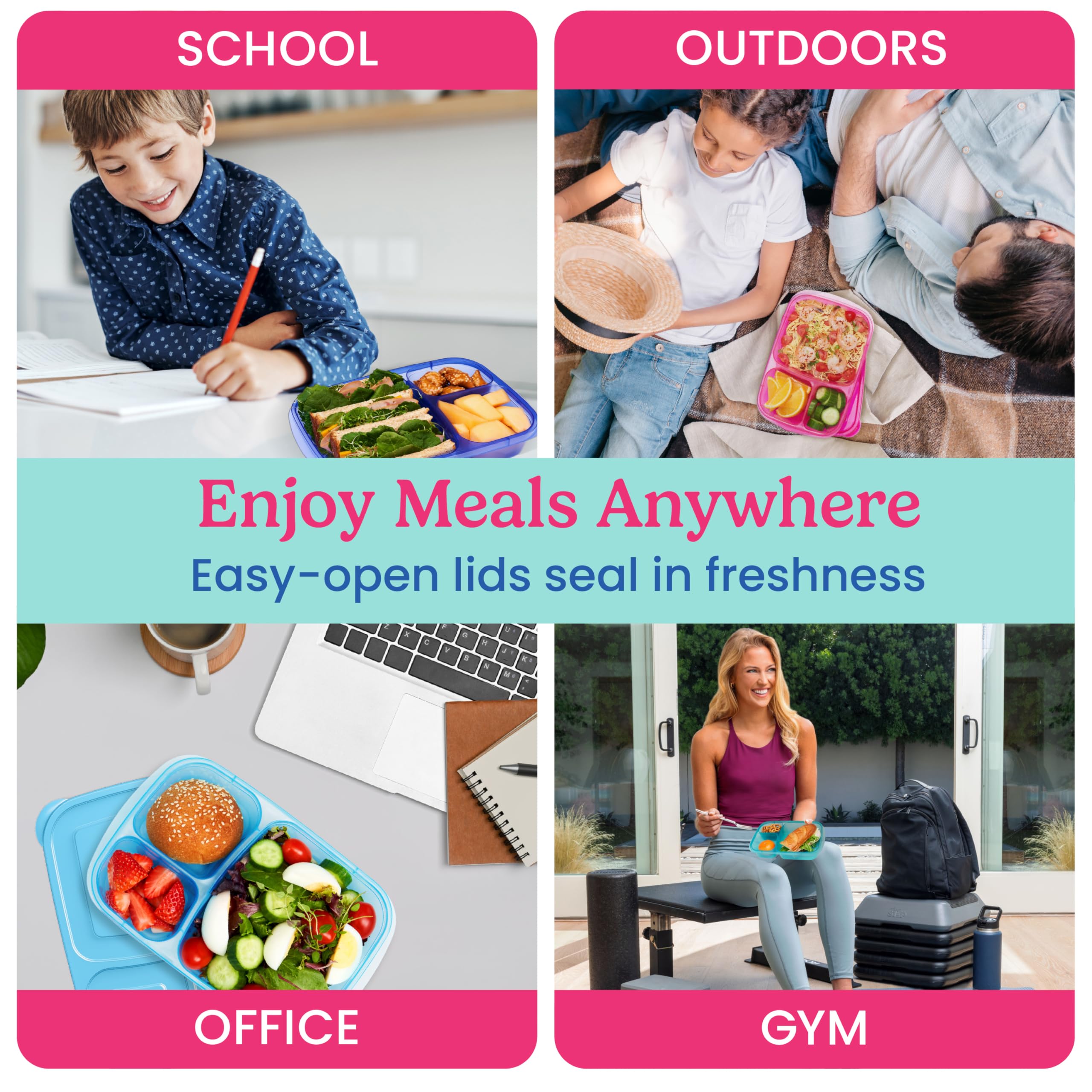 Bentgo Easyboxes in freezer illustrating safe meal prep and long-term storage