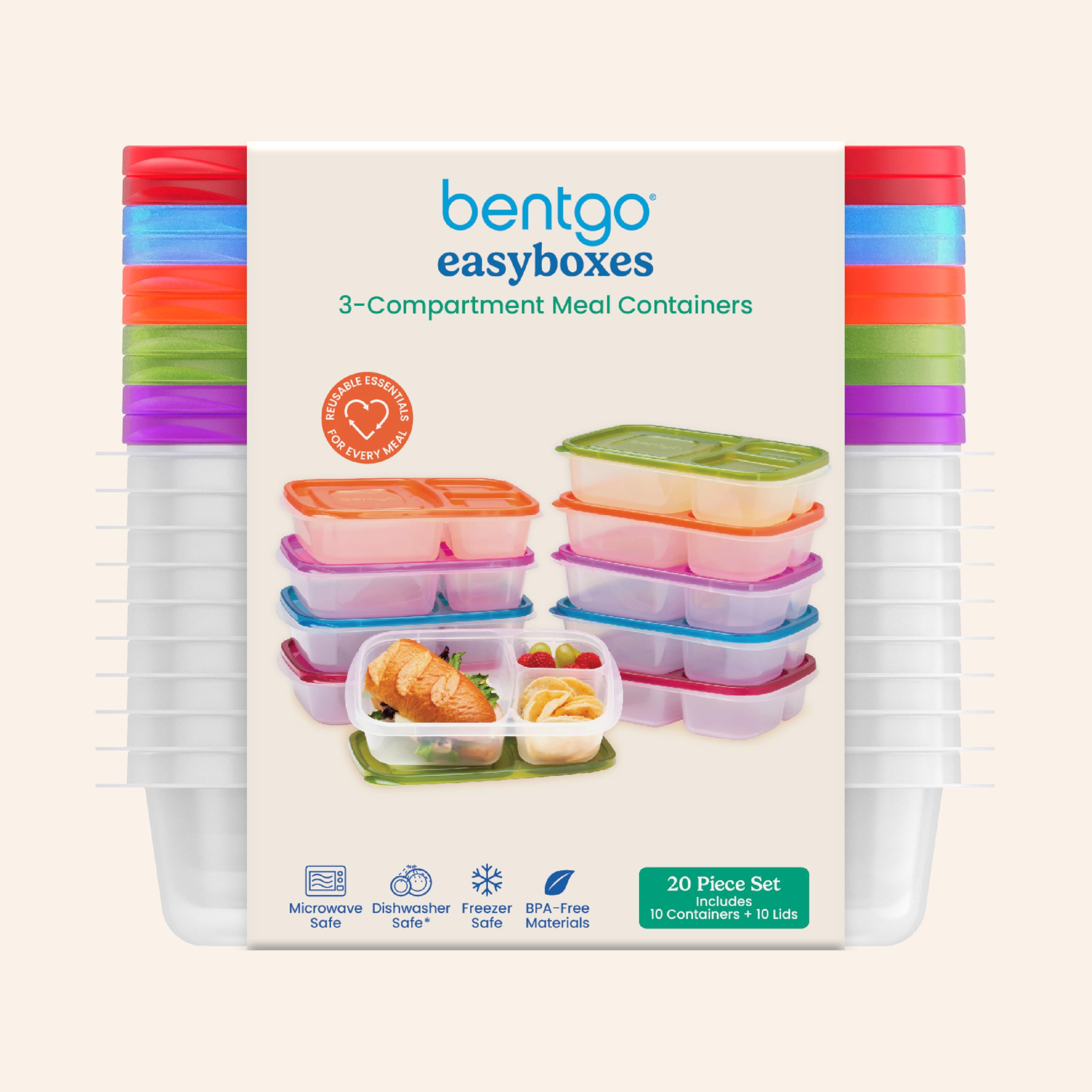Bentgo Easyboxes on picnic table with family demonstrating everyday lunch convenience