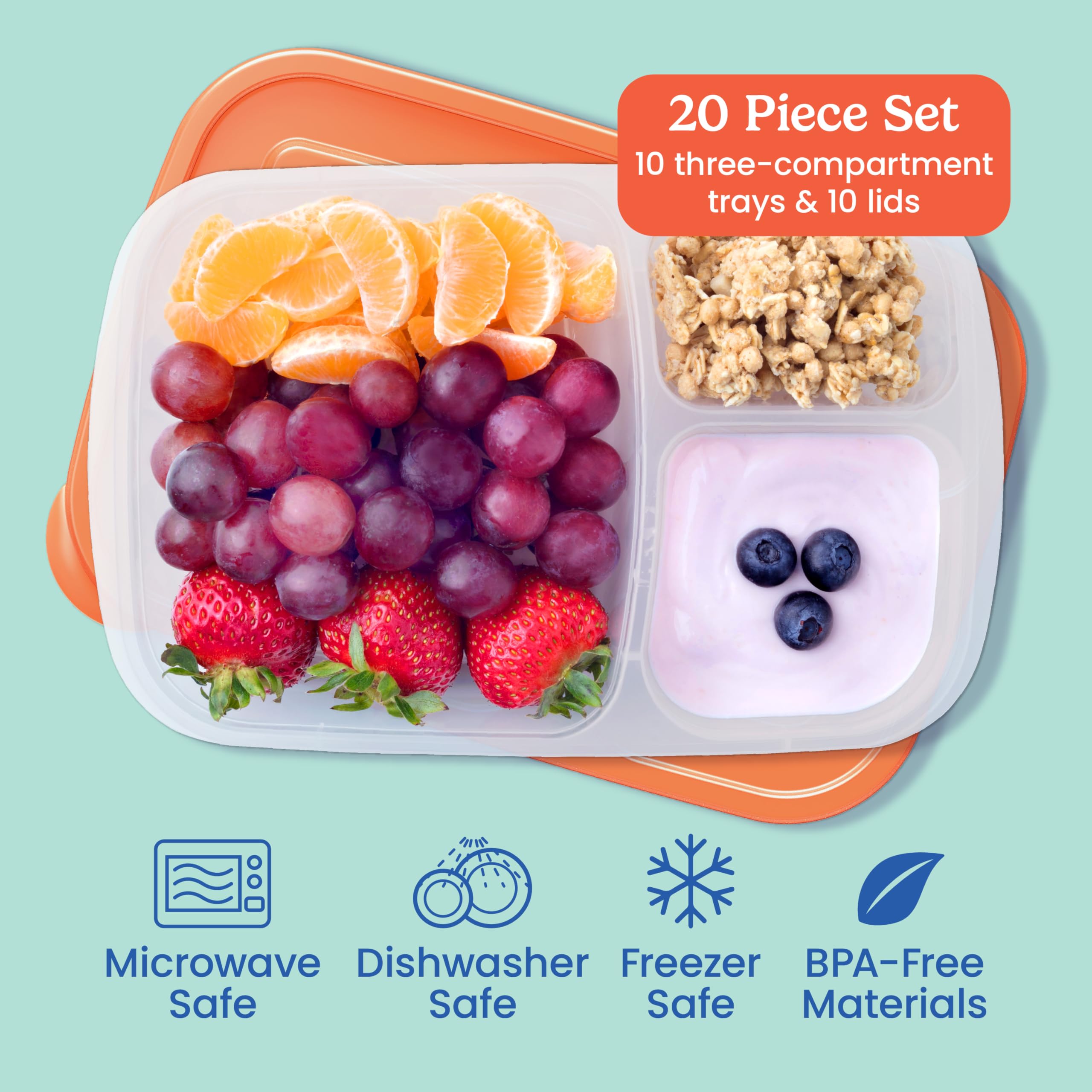Bentgo Easyboxes top view showing three compartments for easy portioning