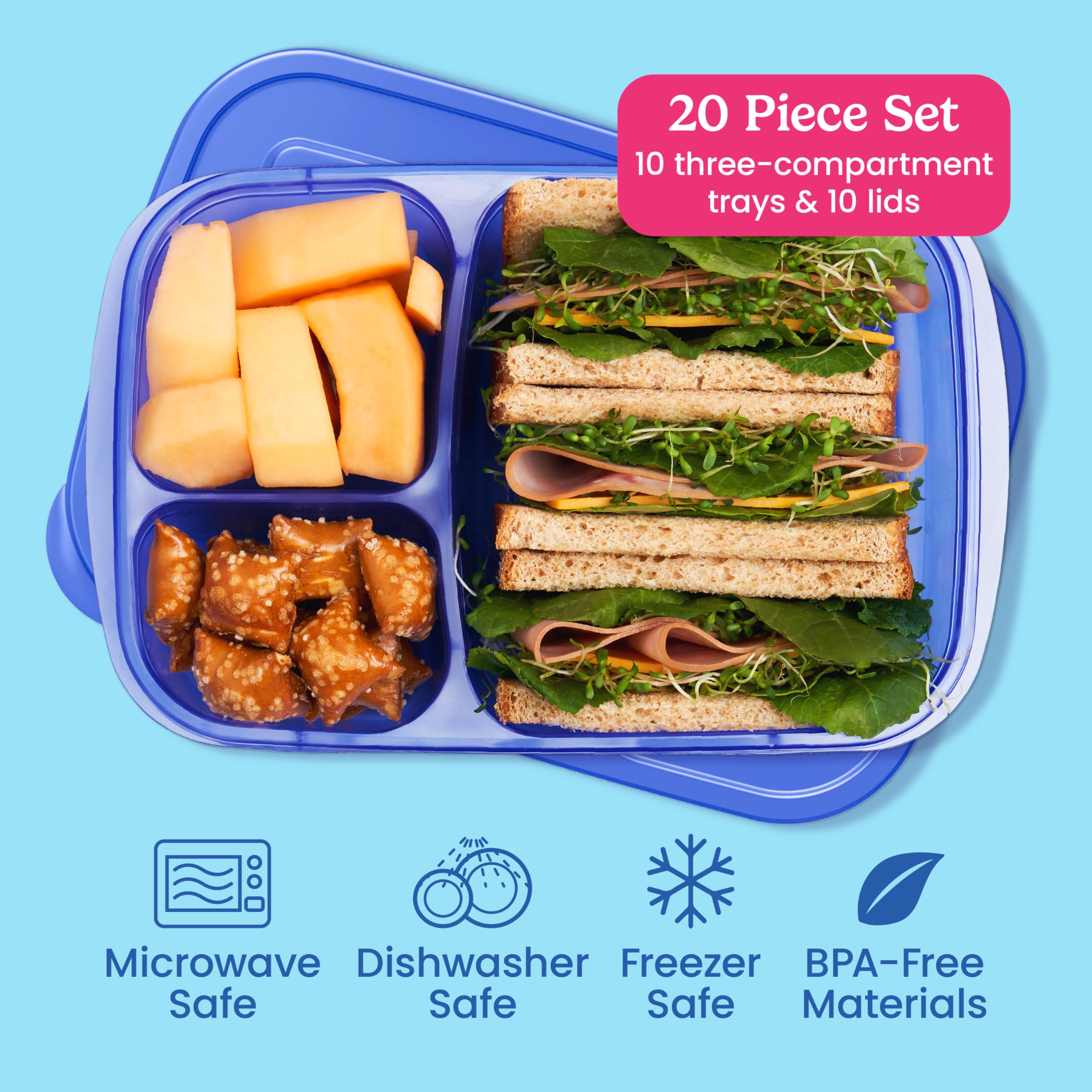 Bentgo view of three compartments illustrating portion control and variety