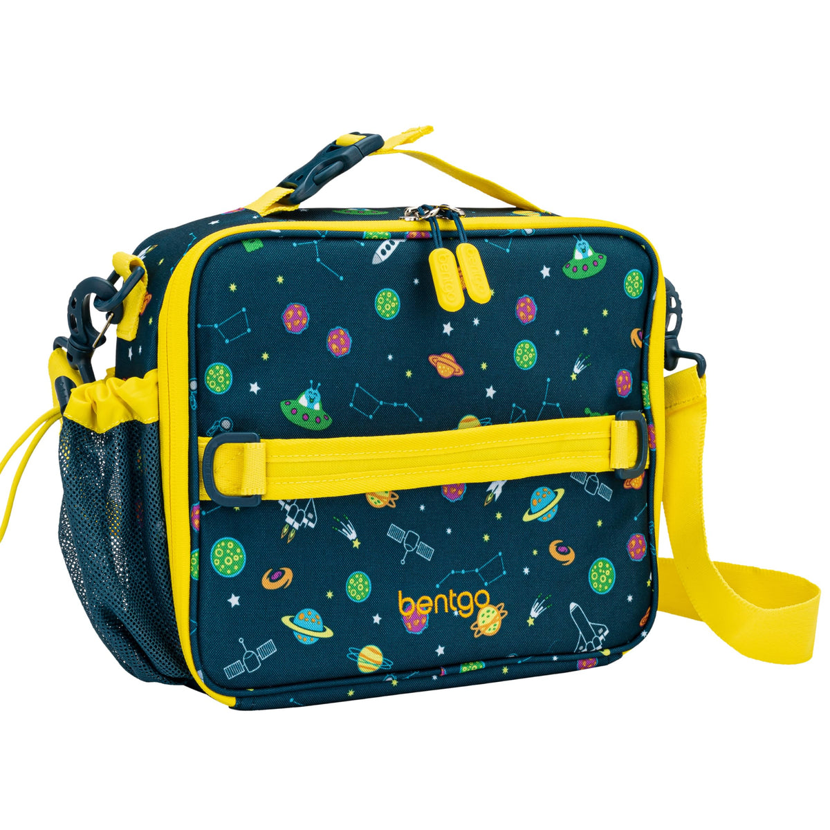 Bentgo front view showing playful prints and sturdy handle for everyday use