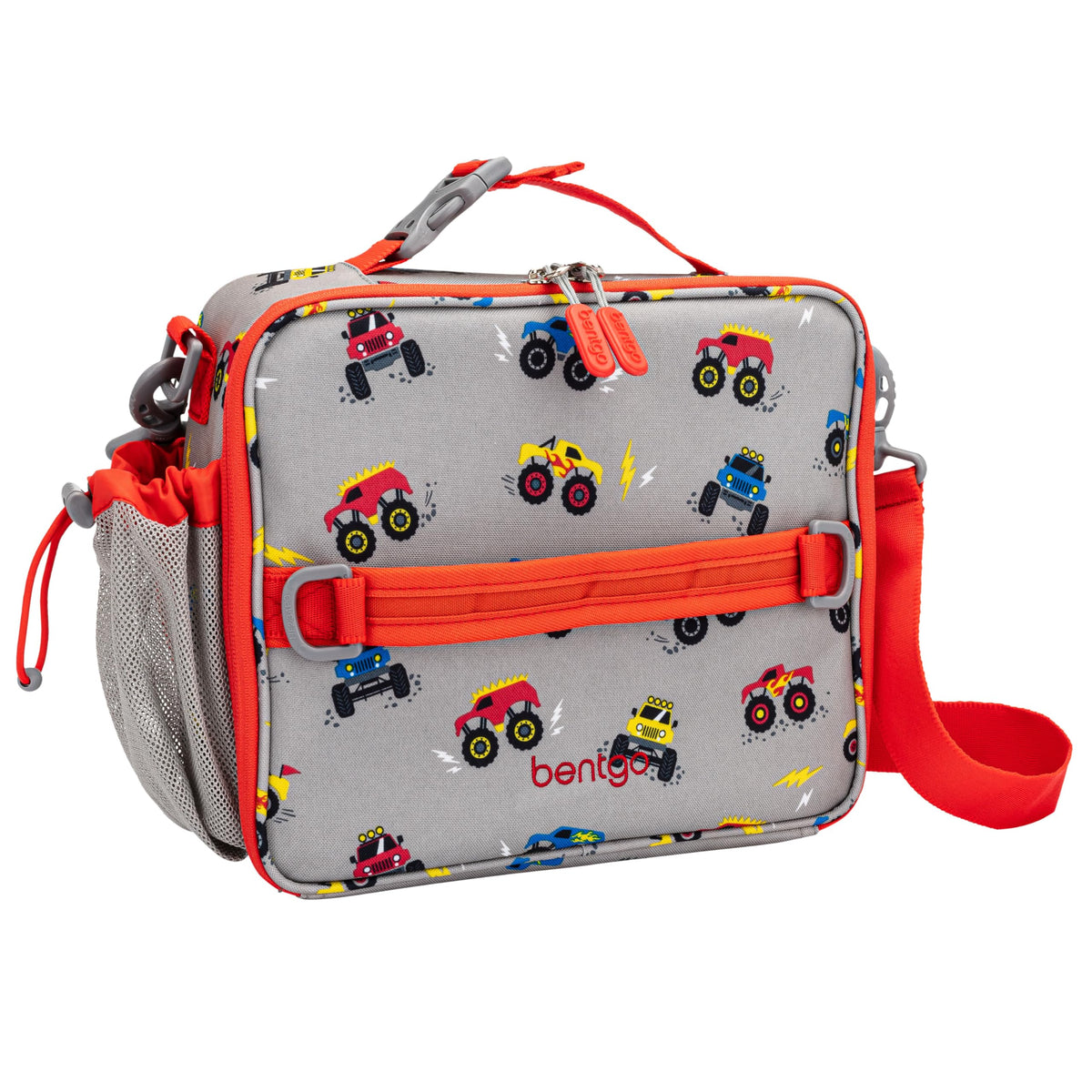 Bentgo front view patterned lunch bag shows playful print and durable exterior